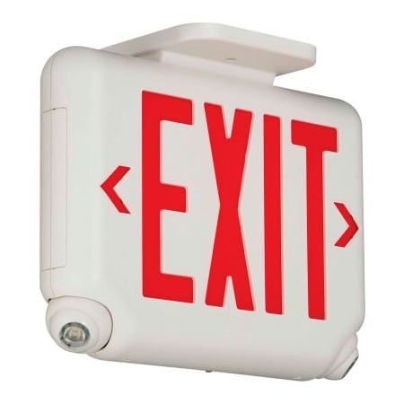 Hubbell Lighting Hubbell Compact LED Combo Unit w/ Remote Capacity, White w/ Red Letters EVCURWD4